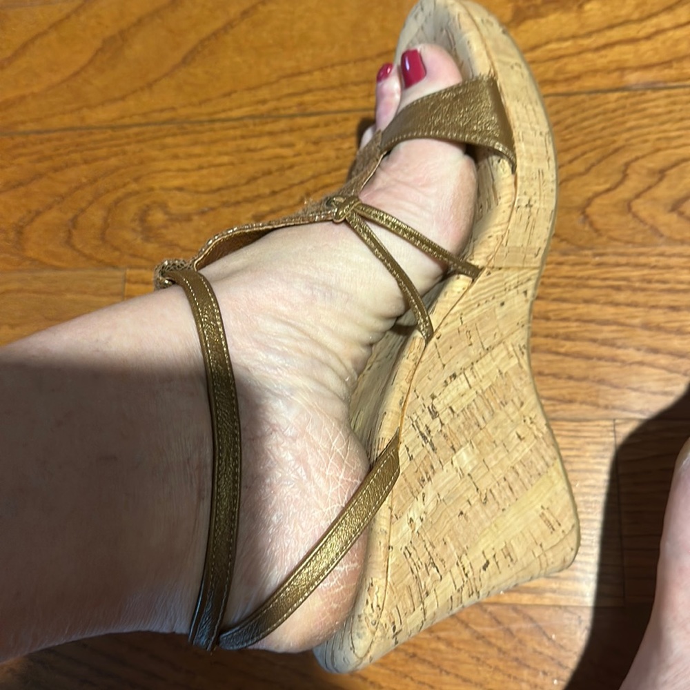 Cordani wedge heeled sandal.  These are a beautiful platinum color.